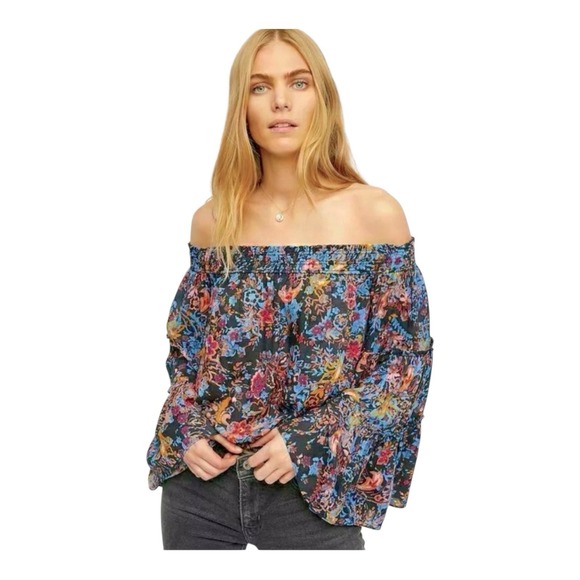 Free People Free Spirit Off The Shoulder Floral Print Top Size Small - Picture 1 of 13
